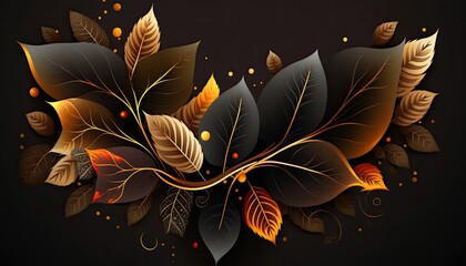 Beautiful Designer Seasonal Background with Black Color Hue Autumn Modern Wallpaper Template with Vibrant Hues and Stunning Scenery for Presentation, Ad, and All Applications (generative AI)
