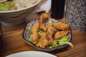 Crispy and Delicious Chinese Traditional Fried Pork Snack Served in a Restaurant