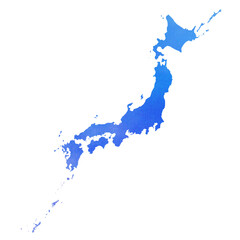 Obraz premium 水彩風の日本全図のシルエットイラスト 全体図 水彩風 水彩テクスチャ