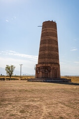 Old Burana tower view, touristic site located on famous Silk road, Kyrgyzstan