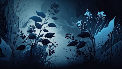 Beautiful Designer Seasonal Background with Deep navy Color Hue Spring Modern Wallpaper Template with Vibrant Hues and Stunning Scenery for Presentation, Ad, and All Applications (generative AI)