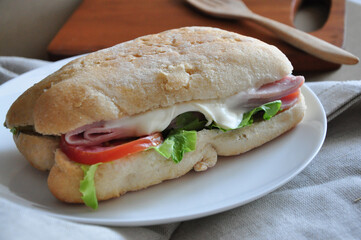 Close up Chesse Ham Sandwich