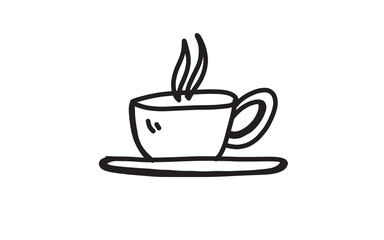 coffe cup Doodle art illustration with black and white style.