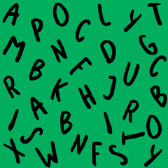 template with the image of keyboard symbols. set of letters. Surface template. green background. Square image.