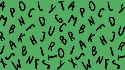 template with the image of keyboard symbols. set of letters. Surface template. green background. Horizontal image. Banner for insertion into site.