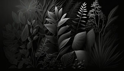Beautiful Designer Seasonal Background with Matte Black Color Hue Summer Modern Wallpaper Template with Vibrant Hues and Stunning Scenery for Presentation, Ad, and All Applications (generative AI)