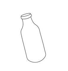 Vector isolated one single simplest bottle colorless black and white contour line easy drawing