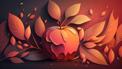 Beautiful Designer Seasonal Background with Peach Color Hue Autumn Modern Wallpaper Template with Vibrant Hues and Stunning Scenery for Presentation, Ad, and All Applications (generative AI)