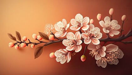 Obraz na płótnie Canvas Beautiful Designer Seasonal Background with Peach Color Hue Spring Modern Wallpaper Template with Vibrant Hues and Stunning Scenery for Presentation, Ad, and All Applications (generative AI)