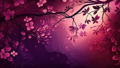 Obraz na płótnie Canvas Beautiful Designer Seasonal Background with Plum Color Hue Spring Modern Wallpaper Template with Vibrant Hues and Stunning Scenery for Presentation, Ad, and All Applications (generative AI)