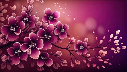 Beautiful Designer Seasonal Background with Plum Color Hue Spring Modern Wallpaper Template with Vibrant Hues and Stunning Scenery for Presentation, Ad, and All Applications (generative AI)