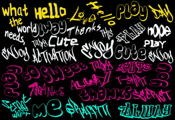 typography street art graffiti slogan, Vector graffiti tags, seamless pattern. repeating image pattern on any items for T-shirt design, textile © Sukman