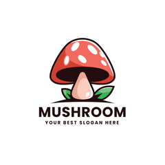 Cute Mushroom Logo Illustration with Fun Outline and Color