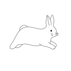 Obraz premium Vector isolated one single jumping rabbit hare bunny side view colorless black and white contour line easy drawing