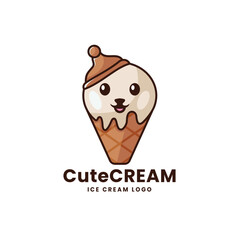 Cute Ice Cream Logo Illustration with Hat