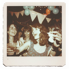Vintage, Retro, 90s Polaroid of a Party, made with generative AI