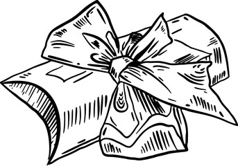 Box with a bow sketch vector illustration art