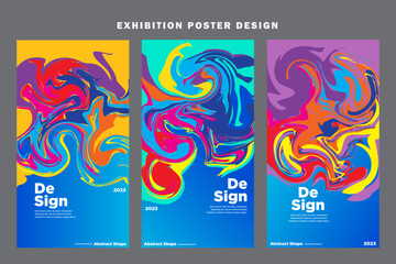 Colorful abstract liquid and fluid shape with color gradation for banner and brochure design template