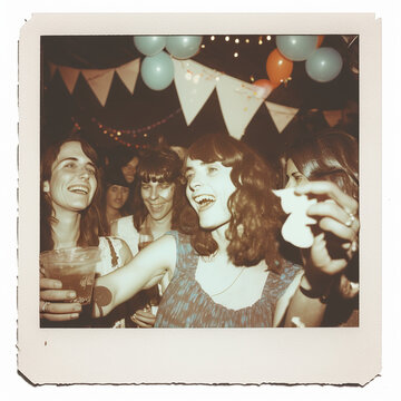 Vintage, Retro, 90s Polaroid Of A Party, Made With Generative AI