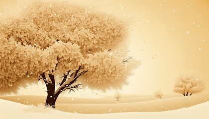 Beautiful Designer Seasonal Background with Snowy cream Color Hue Autumn Modern Wallpaper Template with Vibrant Hues and Stunning Scenery for Presentation, Ad, and All Applications (generative AI)