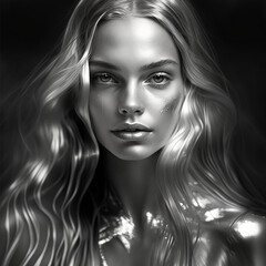 Fototapeta premium Silver Woman Portrait, made with generative AI