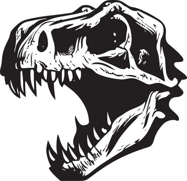 T-rex Skull Logo Monochrome Design Style
