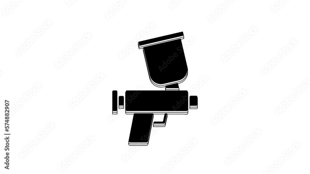 Sticker Black Paint spray gun icon isolated on white background. 4K Video motion graphic animation