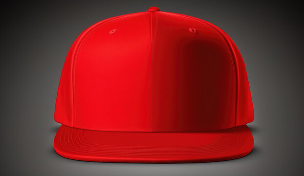 Blank red hat template, front view with dark background