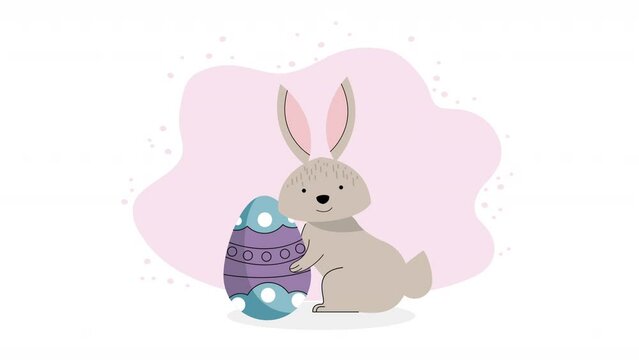 bunny with spring egg painted animation