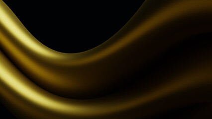 Abstract background template with distorted, flowing and twisting colorful yellow, gold geometry. 3D illustration, rendering