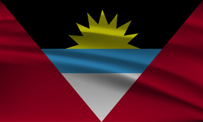Flag of Antigua and Barbuda, with a wavy effect due to the wind.
