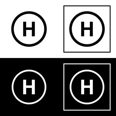 Obraz premium The H helipad icon. Transport parking symbol. The designation of the base for the helicopter. Marking for landing.