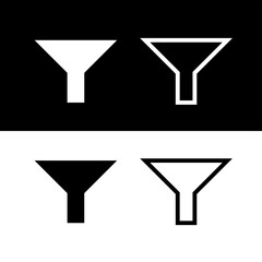 A set of filter icons. Funnel is a symbol for filtering or collecting information. Designation of the selection of parameters or characteristics.