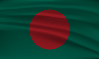 Flag of Bangladesh, with a wavy effect due to the wind.