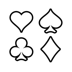 A set of card suits. A symbol of a deck of playing cards or gambling games (poker, bridge). Four card suits: spades, hearts, diamonds and clubs.