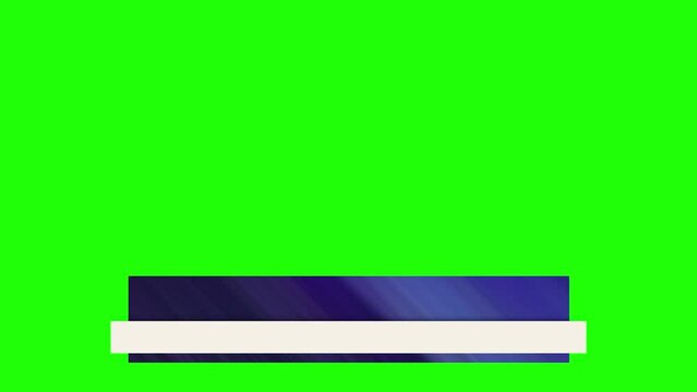 set of lower third  with stylized color bands, blue, red and purple on a green background