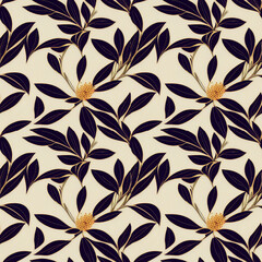 Abstract pattern with floral elements on a beige background