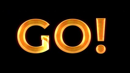 321 go animation countdown on transparent background. Countdown timer from 3 to 0 seconds and go. 4k video alpha channel.