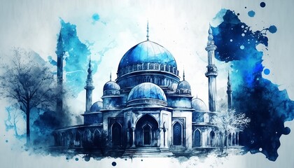 Mosque background. Ramadan mosque wallpaper. Ai generated