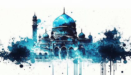 Mosque background. Ramadan mosque wallpaper. Ai generated