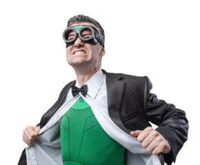 Superhero taking off shirt and jacket