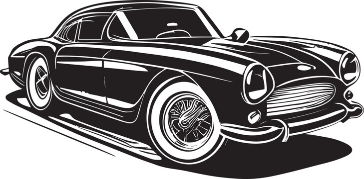 Vintage Luxury Sports Car Logo Monochrome Design Style
