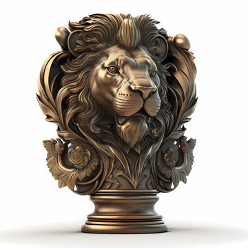 Lion as a trophy  design. Generative AI