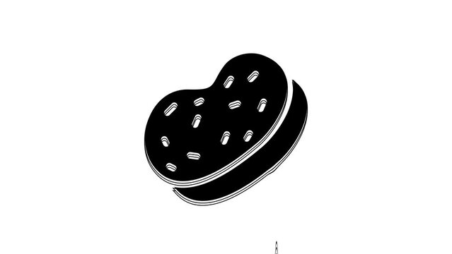 Black Bath sponge icon isolated on white background. Sauna sponge. 4K Video motion graphic animation