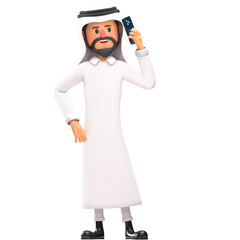 muslim man on the phone 3d illustration