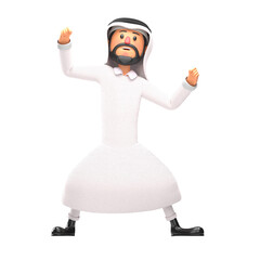 muslim man strong pose 3d illustration