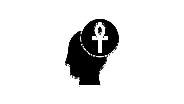 Black Cross ankh icon isolated on white background. 4K Video motion graphic animation