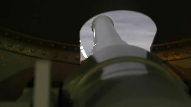 Close up Cannon Interior of HMCS Protector Gun War Cannon in Semaphore