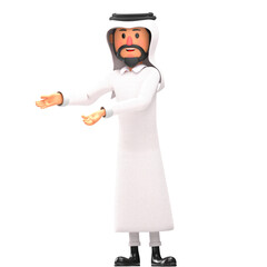muslim man pointing something 3d illustration