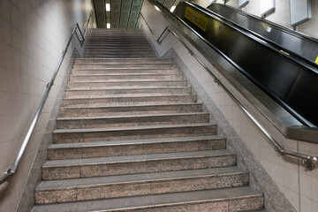 Modern Staircase at the subway station or international airport.